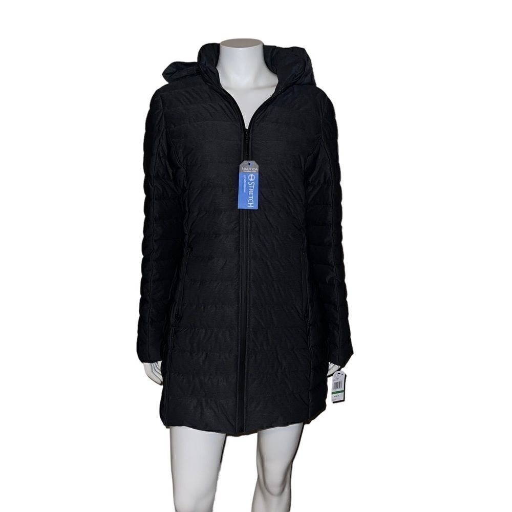 Nautica Womens Packable Puffer Jacket w/ Removable Hood Charcoal Large NWT